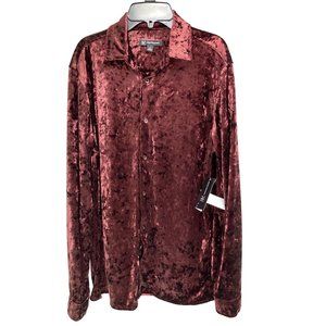 (NWT) MENS CRUSHED VELVET BUTTON UP NEW WITH TAGS SIZR SMALL MSRP: 65.00